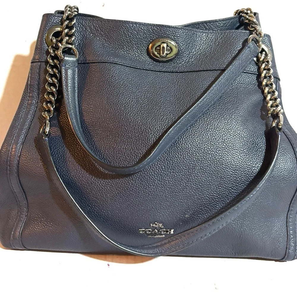 Coach navy blue Leather Shoulder Bag